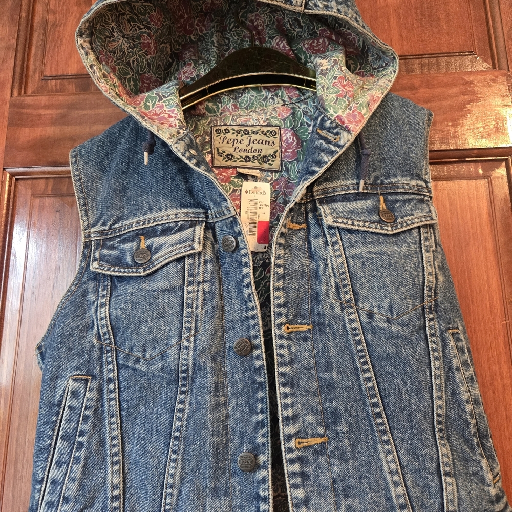 Pepe Jeans Hooded Vest M Jean And Floral